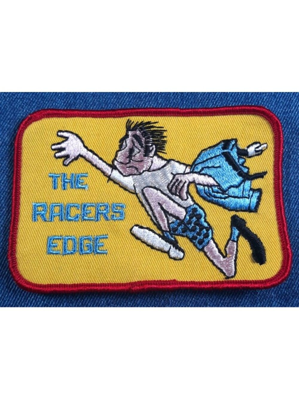 NOS 70s Original Vintage The Racers Edge 4.5" Patch Funny Hippie Satire Retro